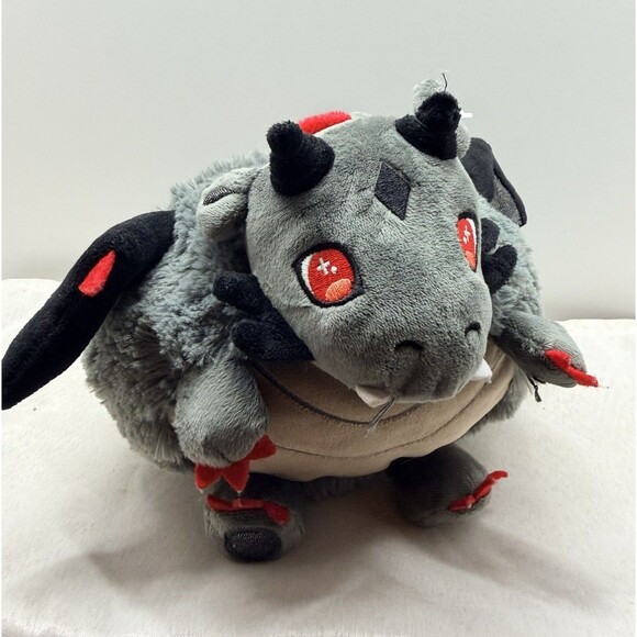 Squishable Other - Squishable Gray, Black & Red Dragon Plush 10” Soft Stuffed Animal Toy Sewn Eyes